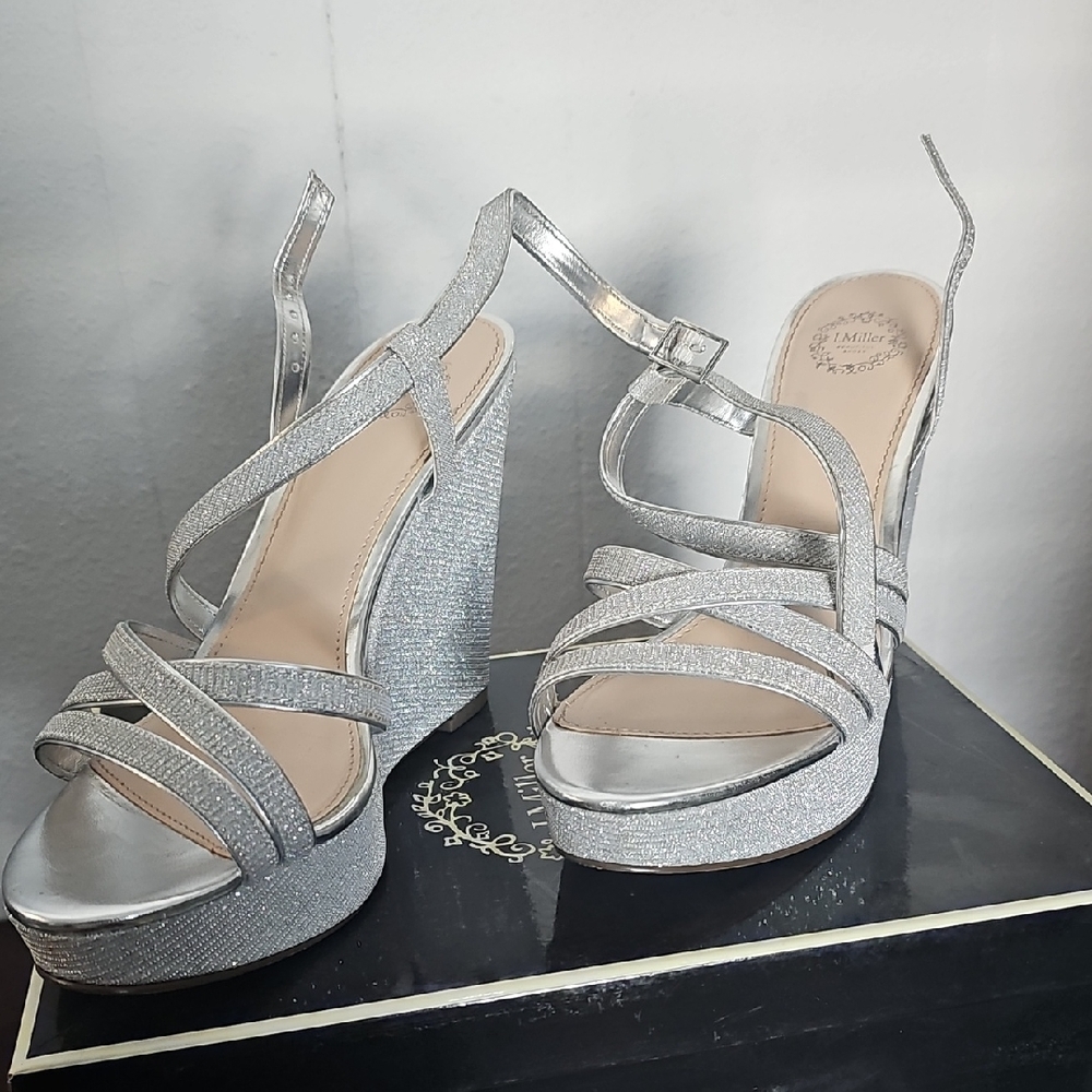 Shimmering Silver Platform Sandals - image 1